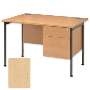 Sonix Traditional Desk Rectangular 2-Drawer Filer Pedestal Grey Legs W1200xD800xH720mm Maple Ref 40
