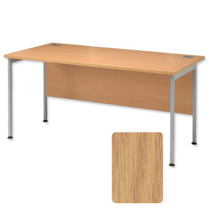 Sonix Traditional Desk Rectangular Silver Legs W1600xD800xH720mm Oak Ref 32