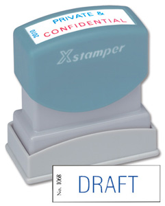 Xstamper Word Stamp Pre-inked Reinkable - Single Colour Draft - W42xD13mm Ref X1068
