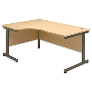 Sonix Contract Radial Desk Left Hand Grey Legs W1600xD1180xH720mm Maple Ref 34