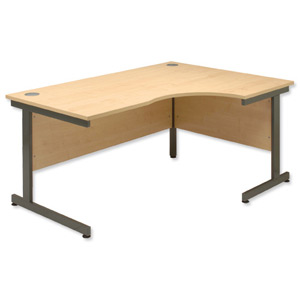 Sonix Contract Radial Desk Right Hand Grey Legs W1600xD1180xH720mm Maple Ref 34