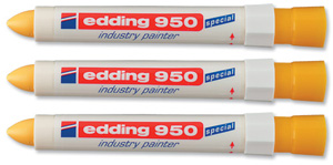 Edding 950 Industry Painter Permanent Marker High Opacity Durable 10mm Line Yellow Ref 950-005 [Pack 10]