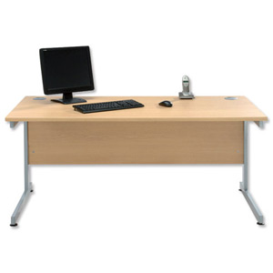 Sonix Contract Desk Rectangular Silver Legs W1400xD800xH720mm Maple Ref 32