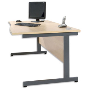 Sonix Contract Radial Desk Left Hand Silver Legs W1600xD1180xH720mm Maple Ref 34