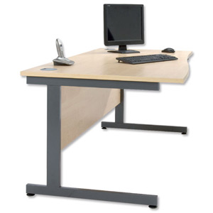 Sonix Contract Radial Desk Right Hand Silver Legs W1600xD1180xH720mm Maple Ref 34