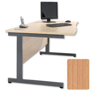 Sonix Contract Radial Desk Right Hand Silver Legs W1800xD1180xH720mm Maple Ref 34
