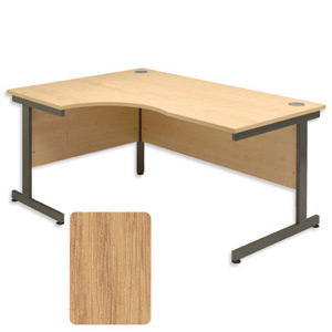 Sonix Contract Radial Desk Left Hand Grey Legs W1600xD1180xH720mm Oak Ref 34