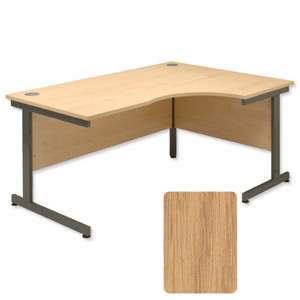 Sonix Contract Radial Desk Right Hand Grey Legs W1600xD1180xH720mm Oak Ref 34