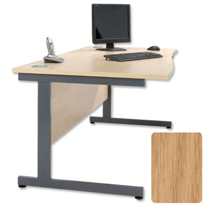 Sonix Contract Wave Desk Left Hand Silver Legs W1600xD1000-800xH720mm Oak Ref 34