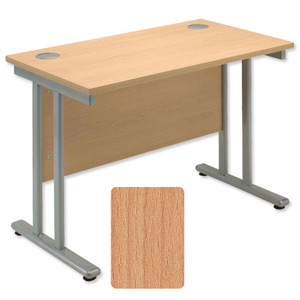 Sonix Style Return Desk Silver Legs W1000xD600xH720mm Beech