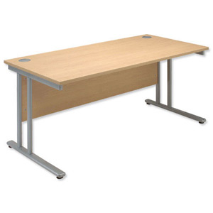 Sonix Style Desk Rectangular Silver Legs W800xD800xH720mm Maple Ref 32