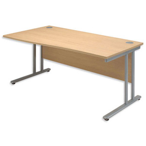 Sonix Style Wave Desk Left Hand Silver Legs W1600xD1000-800xH720mm Maple Ref 35