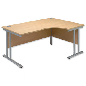 Sonix Style Radial Desk Right Hand Silver Legs W1600xD1180xH720mm Maple Ref 35