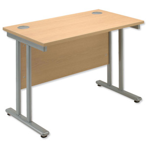 Sonix Style Return Desk Silver Legs W1000xD600xH720mm Oak