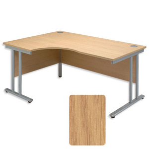 Sonix Style Radial Desk Left Hand Silver Legs W1600xD1180xH720mm Ref 35 Oak