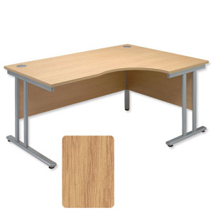 Sonix Style Radial Desk Right Hand Silver Legs W1600xD1180xH720mm Ref 35 Oak