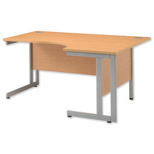 Sonix System Radial Desk Right Hand Silver Legs W1800xD1180xH720mm Beech Ref 37