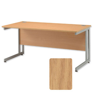 Sonix System Desk Rectangular Silver Legs W1600xD800xH720mm Oak Ref 35