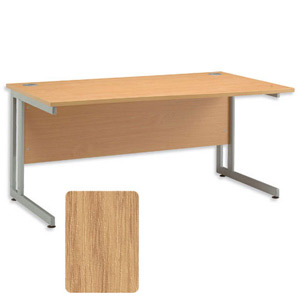 Sonix System Wave Desk Right Hand Silver Legs W1600xD1000-800xH720mm Oak Ref 38