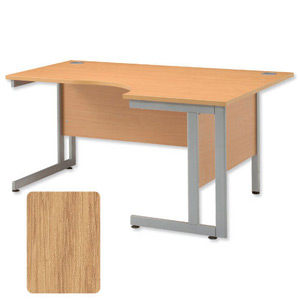 Sonix System Radial Desk Right Hand Silver Legs W1800xD1180xH720mm Oak Ref 37