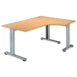 Sonix Beam Radial Desk Cantilever Right Hand Silver Legs W1600xD1180xH720mm Beech Ref 34