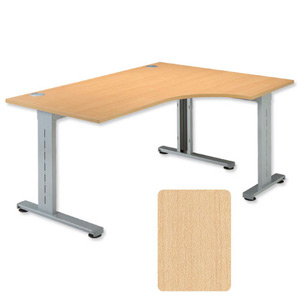 Sonix Beam Radial Desk Cantilever Right Hand Silver Legs W1600xD1180xH720mm Maple Ref 34