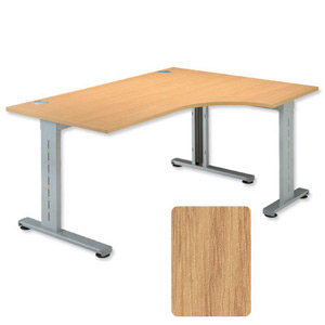 Sonix Beam Radial Desk Cantilever Left Hand Silver Legs W1600xD1180xH720mm Oak Ref 34