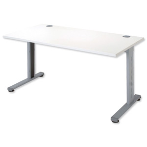 Sonix Beam Desk Cantilever Rectangular Silver Legs W1600xD800xH720mm White Ref 35