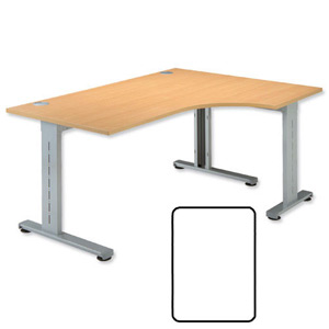 Sonix Beam Radial Desk Cantilever Left Hand Silver Legs W1600xD1180xH720mm White Ref 36