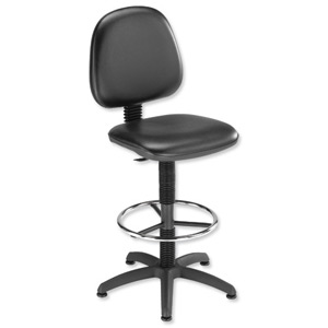 Trexus High Rise Chair Fixed Vinyl Medium Back H310mm W460xD430xH680-820mm Black