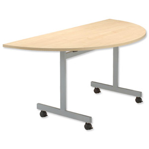 Sonix Basic Mobile Table Flip -top Semicircular W1600xD800xH720mm Maple Ref 38