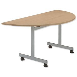 Sonix Basic Mobile Table Flip -top Semicircular W1600xD800xH720mm Oak Ref 38