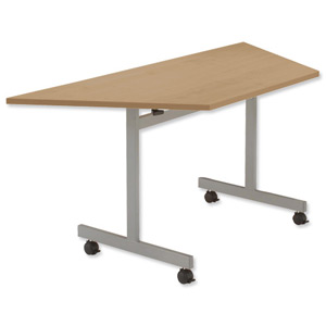 Sonix Basic Mobile Table Flip -top Trapezoidal W1600xD800xH720mm Oak Ref 38