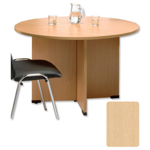 Sonix Boardroom Table Circular with Wooden Legs W720xDia1200mm Maple Ref 29