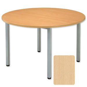 Sonix Boardroom Table Circular with Silver Legs W720xDia1200mm Maple Ref 38