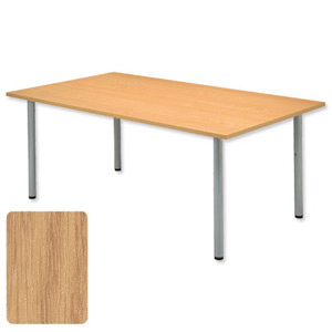 Sonix Boardroom Table Rectangular with Silver Legs W1800xD1200xH720mm Oak Ref 37