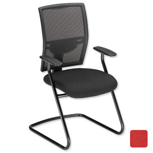 Adroit Zeste Visitors Chair Cantilever High Mesh Back H520mm Seat W500xD470xH470mm Wine