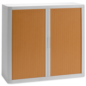 Fast Paper easyOffice Tambour Cupboard Side-opening W1100xD415xH1045mm Grey/Beech Ref EOS02RD