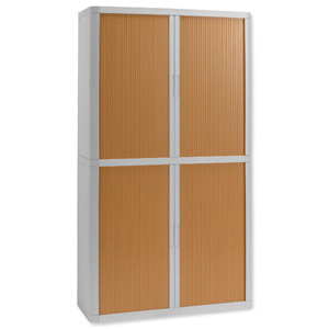 Fast Paper easyOffice Tambour Cupboard Side-opening W1100xD415xH2043mm Grey/Beech Ref EOL11RD