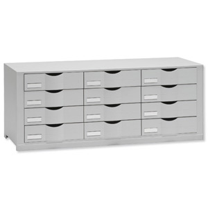 Fast Paper easyOffice Stackable Module 12-Drawer W860xD340xH350mm Grey Ref EO9H4442.02