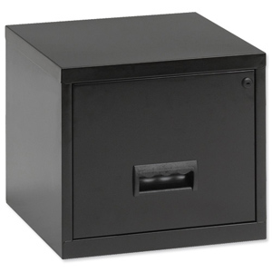 Filing Cabinet Steel Lockable 1 Drawer A4 Black