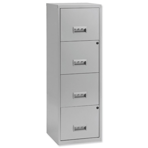 Filing Cabinet Steel Lockable 4 Drawers A4 Silver