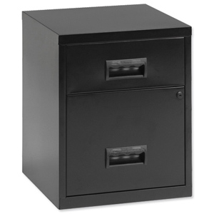 Combi Filing Unit Cabinet Lockable 2 Drawers A4 Black
