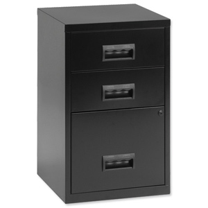 Combi Filing Unit Cabinet Lockable 3 Drawers A4 Black