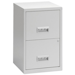 Filing Cabinet Steel Lockable 2 Drawers A4 Grey