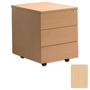 Sonix Mobile Pedestal Low 3-Drawer W400xD600xH600mm Maple