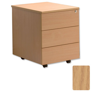 Sonix Mobile Pedestal Low 3-Drawer W400xD600xH600mm Oak