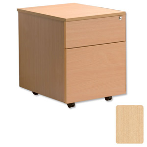 Sonix Mobile Filing Pedestal Low 2-Drawer W400xD600xH600mm Maple