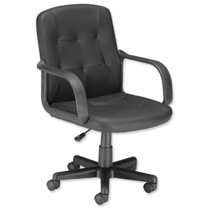 Influx Boss Managers Armchair No-Tilt W470xD480xH430-550mm Black Ref H-8676L PU NT