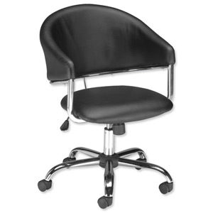 Influx Jot Swivel Chair Leather-look W480xD450xH470-540mm Black Ref WX-6131